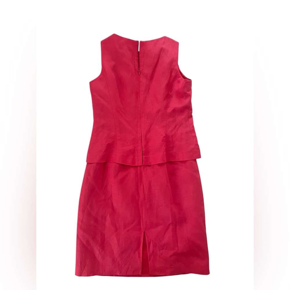 Jessica Howard Elegant Coral Red‎ Linen Sleeveless Mini Embroidered Dress 4P - Picture 6 of 8